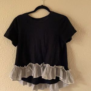 Black t shirt w ruffle bottoms